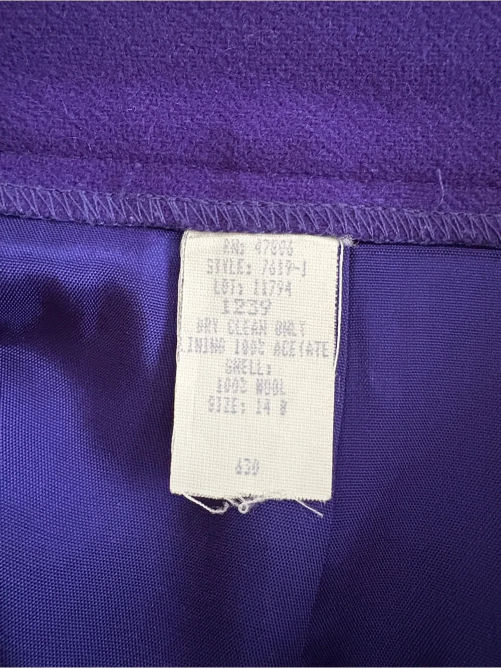 VTG 1980s Oleg Cassini Wool Purple Power Suit Double-Breasted Blazer & Skirt Set